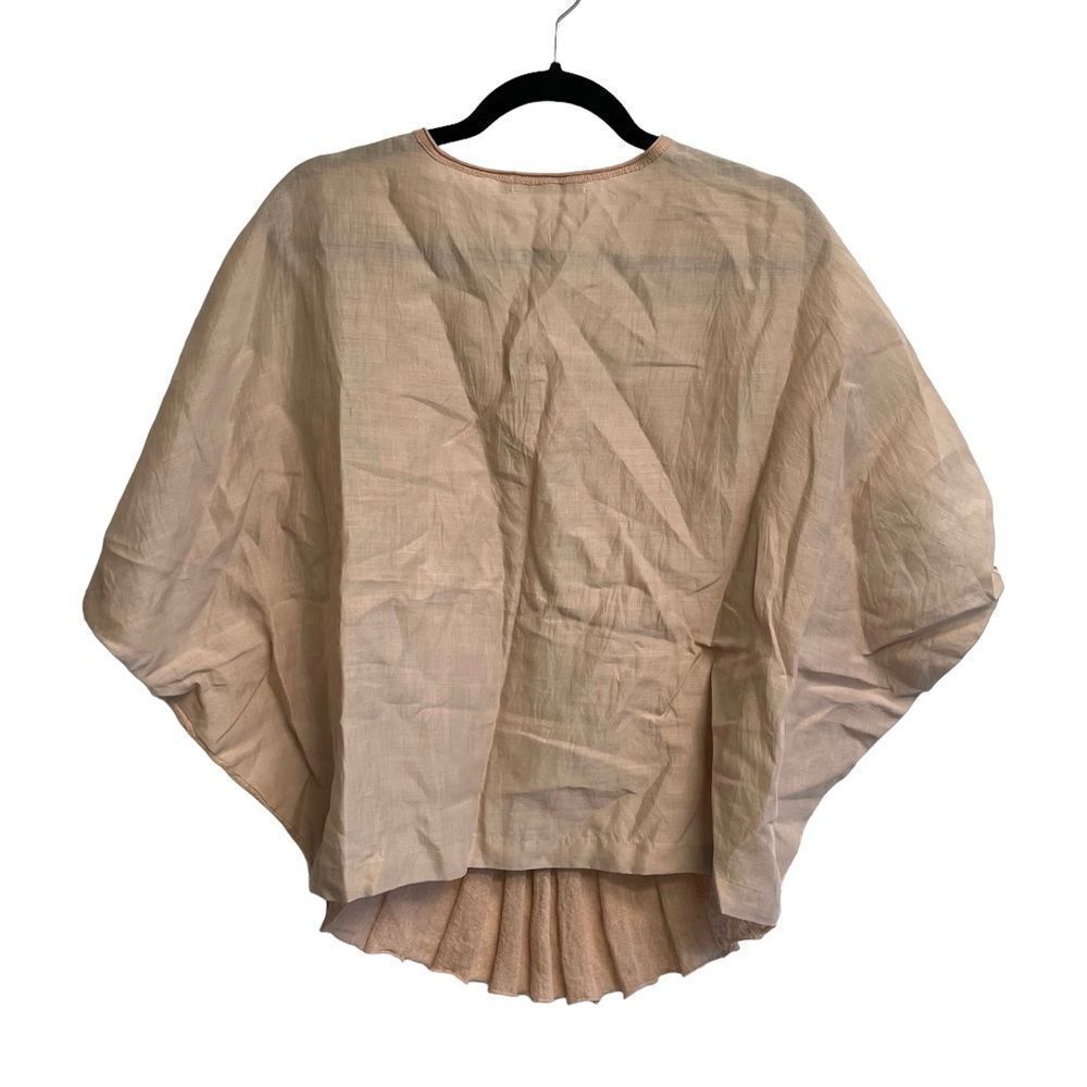 COLOUR 5 POWER Linen Oversized V-Neck Blouse Blush S - Picture 3 of 4